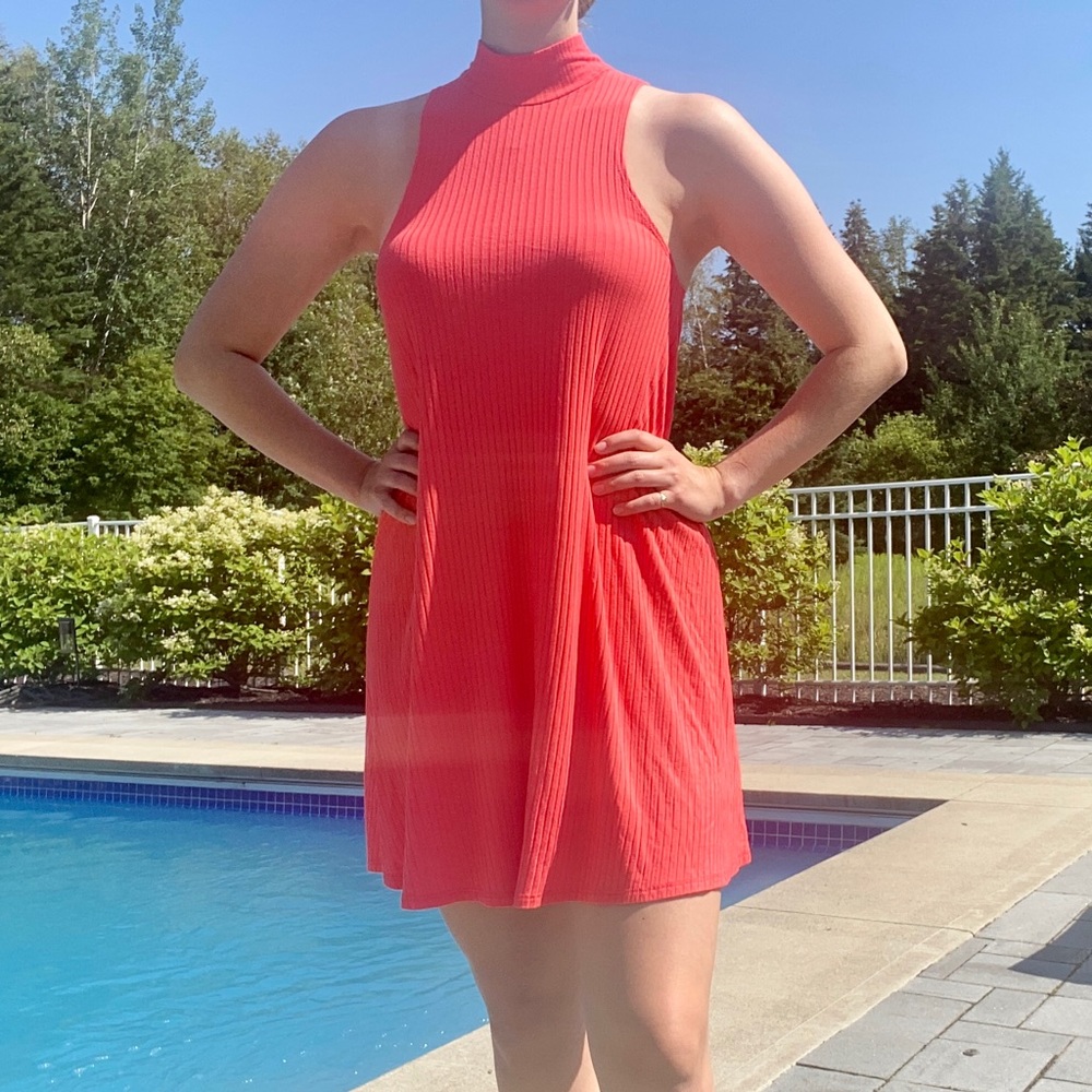 Coral above the knee dress
